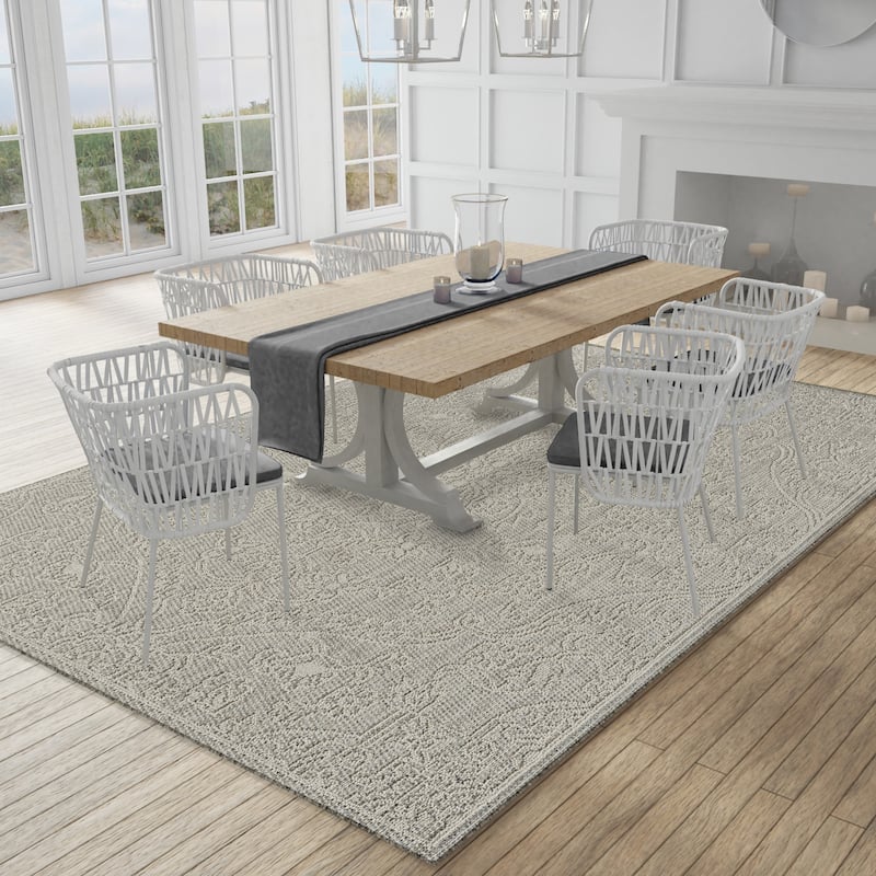 Nautica Indoor/Outdoor Modern Geometric Beige/Gray High-Low Rug - 8' 8" x 13' - Beige/Gray
