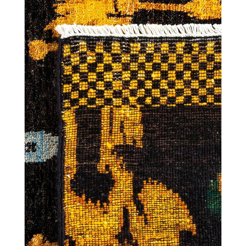 Overton Hand Knotted Wool Vintage Inspired Modern Contemporary Modern Yellow Area Rug - 5' 2" x 8' 2"