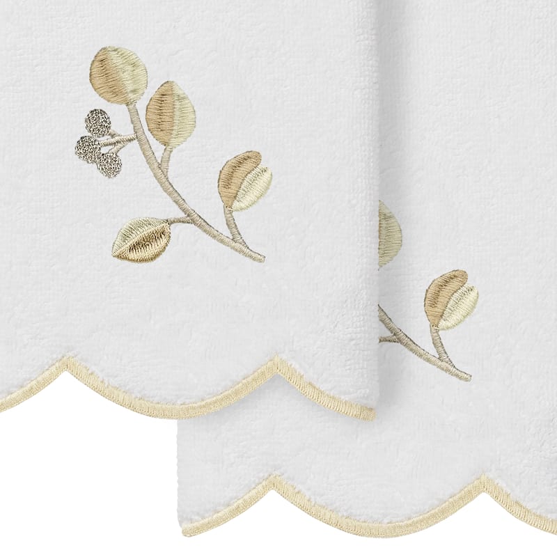 Authentic Hotel and Spa 100% Turkish Cotton WILD BRANCH Scallop Embellished Towel Collection