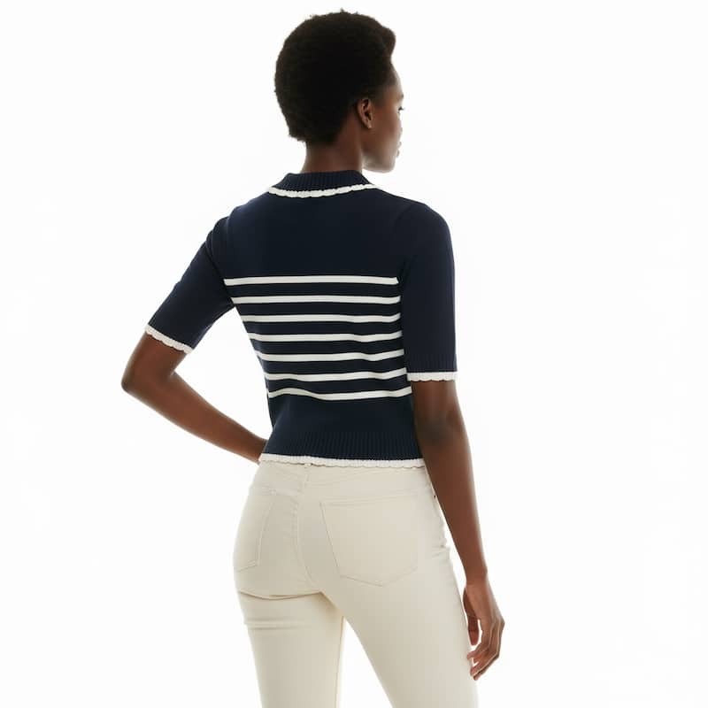 Nanette Lepore Women's Striped Knit Polo Top