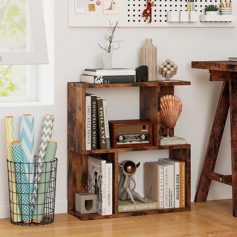 3-Tier Bookshelf Freestanding Display Shelf Geometric Bookcase