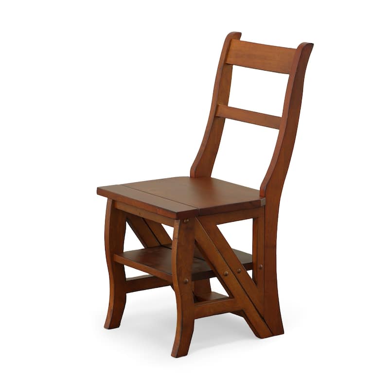 Copper Grove Stevensville Folding Wood Library Ladder Chair