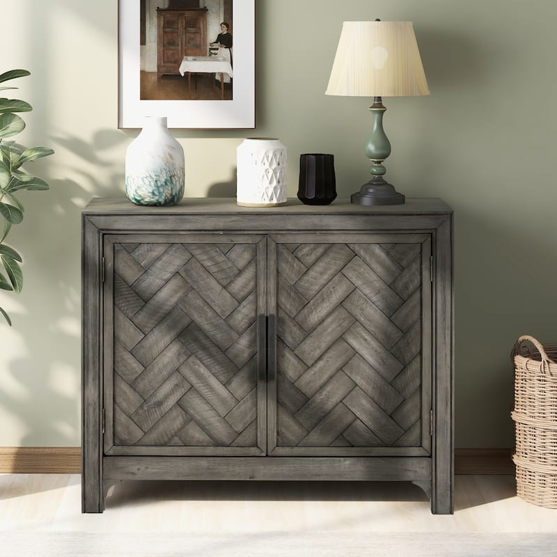 Living Room Wooden Console Table with 2 Shelves