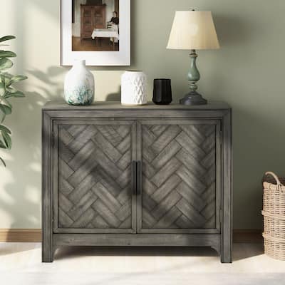 Living Room Wooden Console Table with 2 Shelves