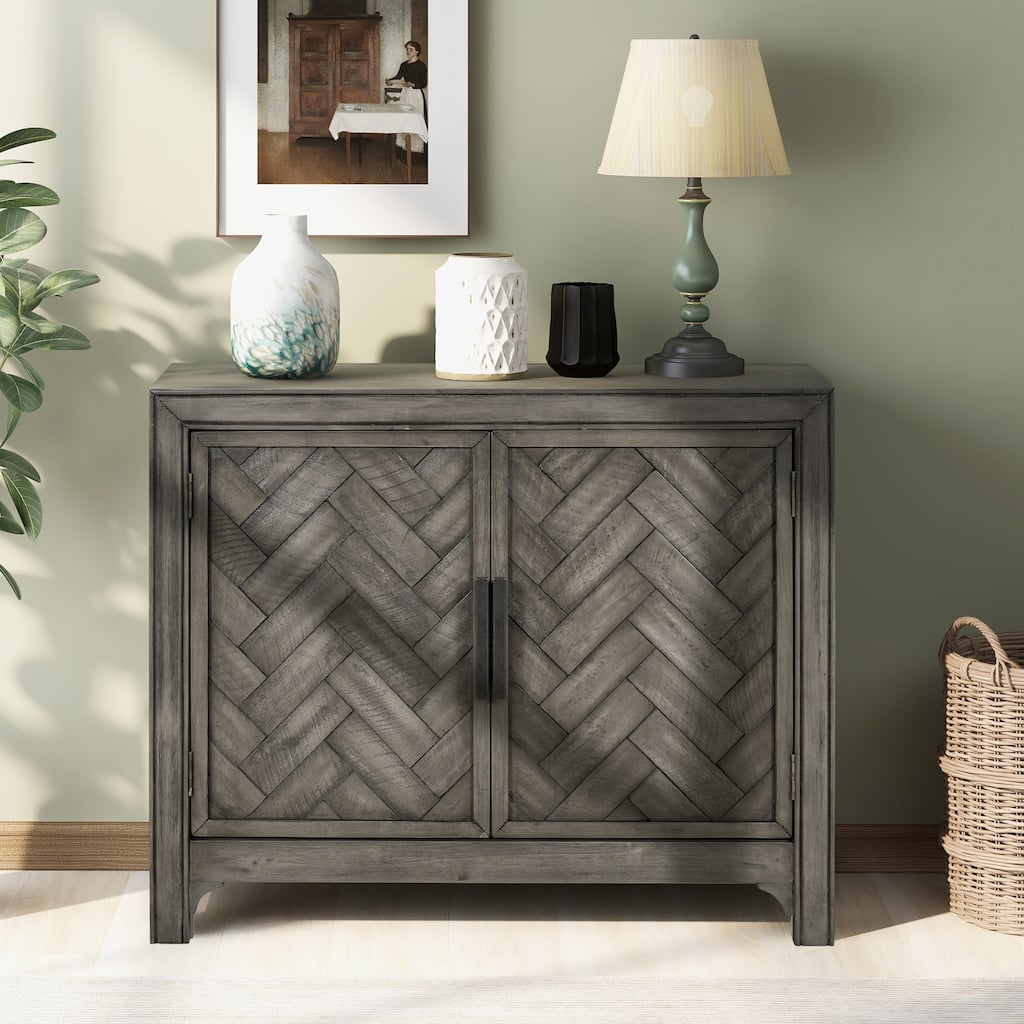 Living Room Wooden Console Table with 2 Shelves