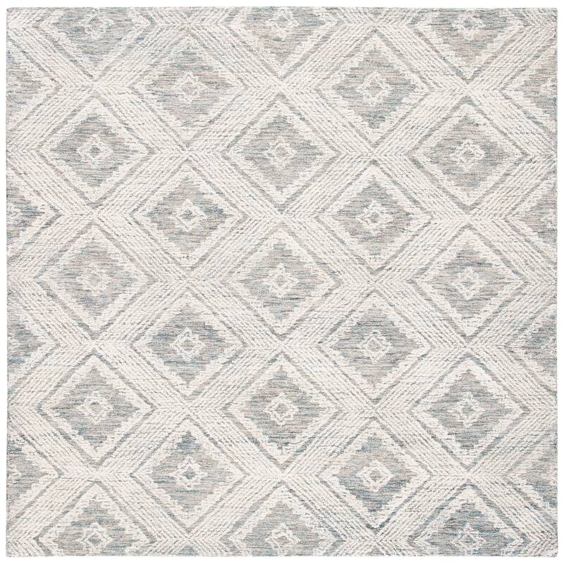SAFAVIEH Handmade Abstract Gerlanda Modern Wool Rug - 6' Square - Ivory/Denim