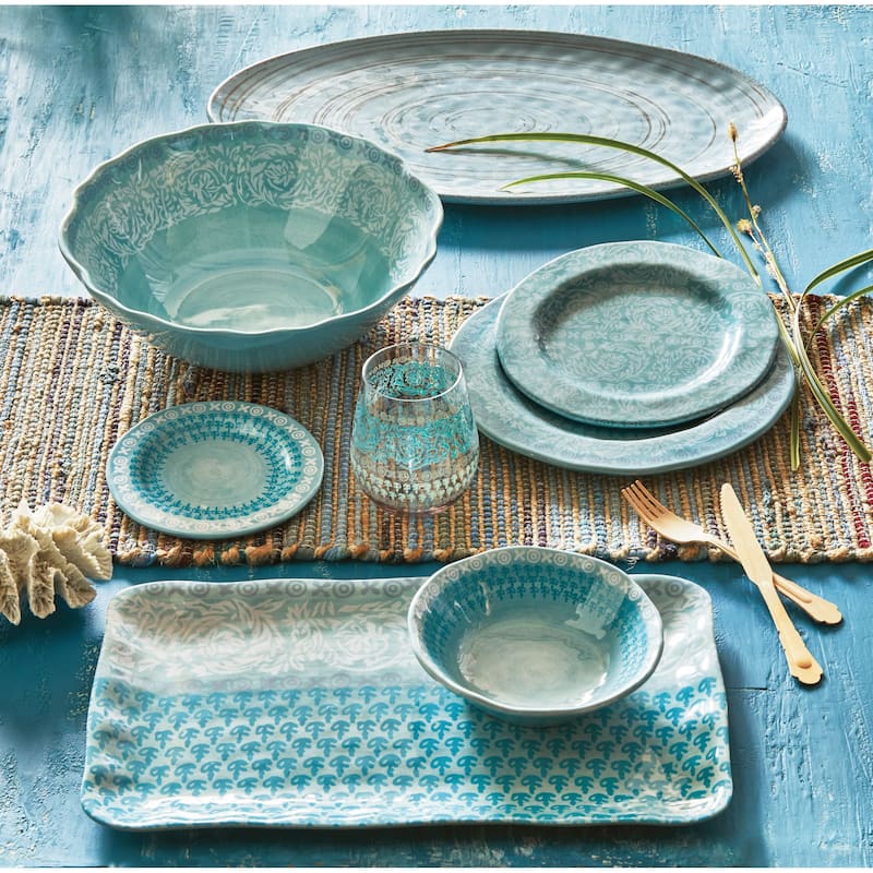 Neela Melamine Salad Plate Set Of 4 Dinnerware BPA Free Shatterproof Feels And Looks Like Ceramic Floral Design