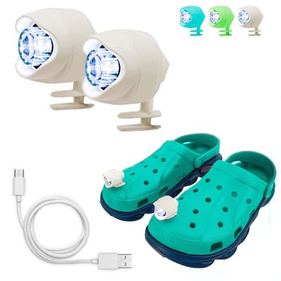 LED Shoe Lights For Crocs - USB Rechargeable, Ultra-Bright Headlights for Shoes, 3 Modes, Waterproof Clip On - regular