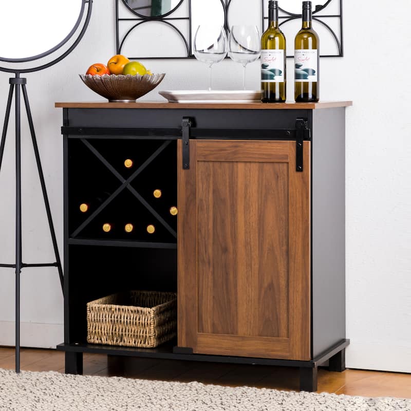 Glitzhome 32.25"H Mid Centry Modern Industrial Bar Cabinet Buffet Sideboard