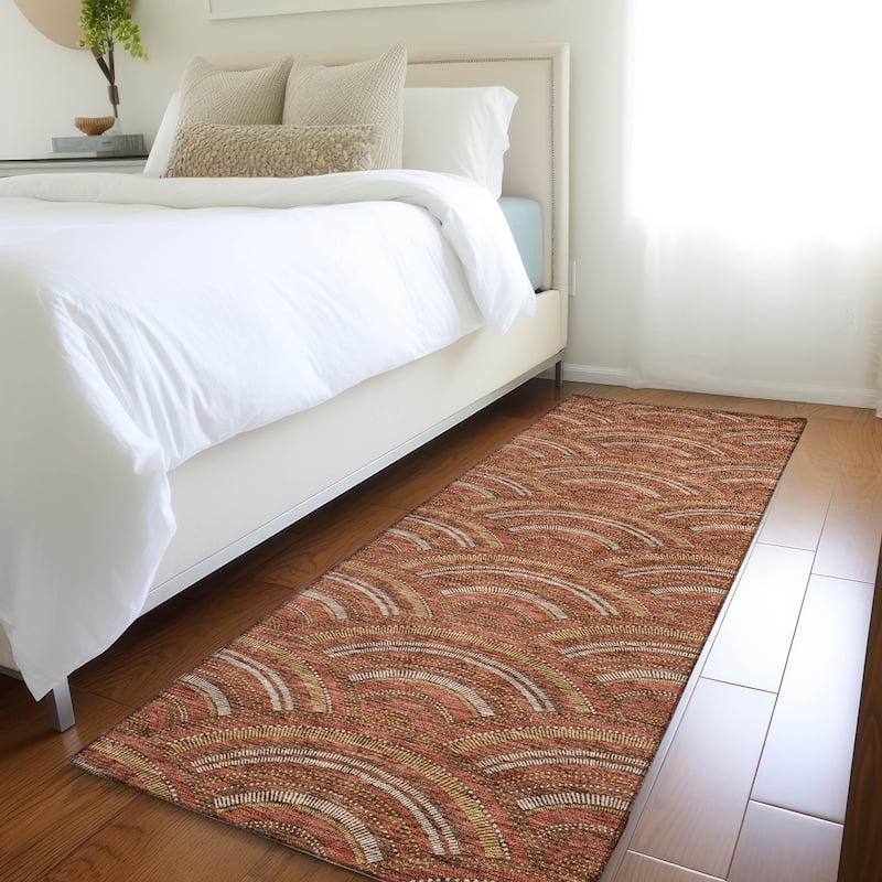 Premium Washable Super Soft Transitional Stacks Mayfield Rug - Paprika - 2'3" x 7'6"