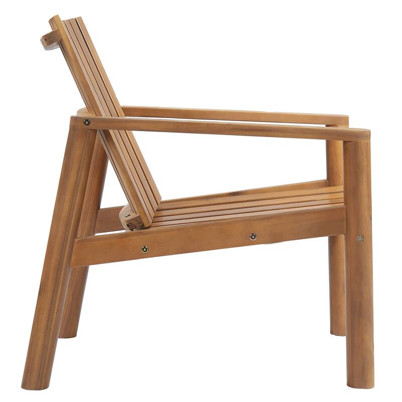 Christopher Knight Home - Solid Acacia Wood Outdoor Lounge Chair with Arms and Slatted Back