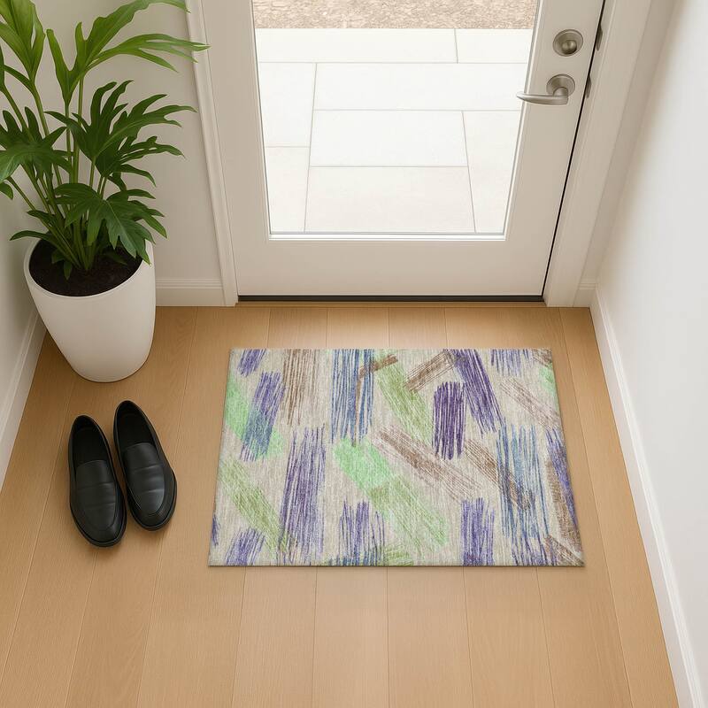 Premium Washable Super Soft Contemporary Mayfield Rug - Beige - 1'8" x 2'6"