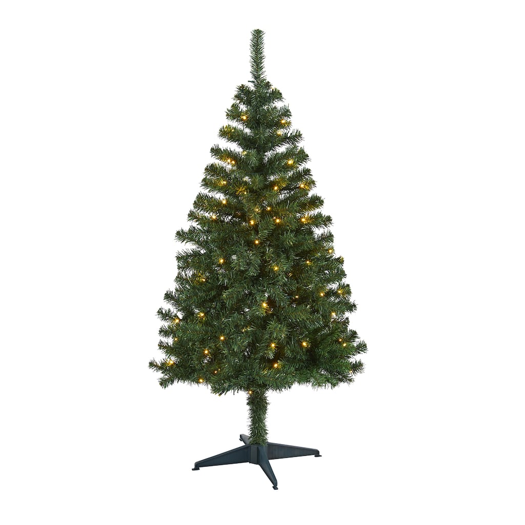 5' Pre-Lit Northern Tip Pine Artificial Christmas Tree, Warm Clear LED Lights - 5 Foot