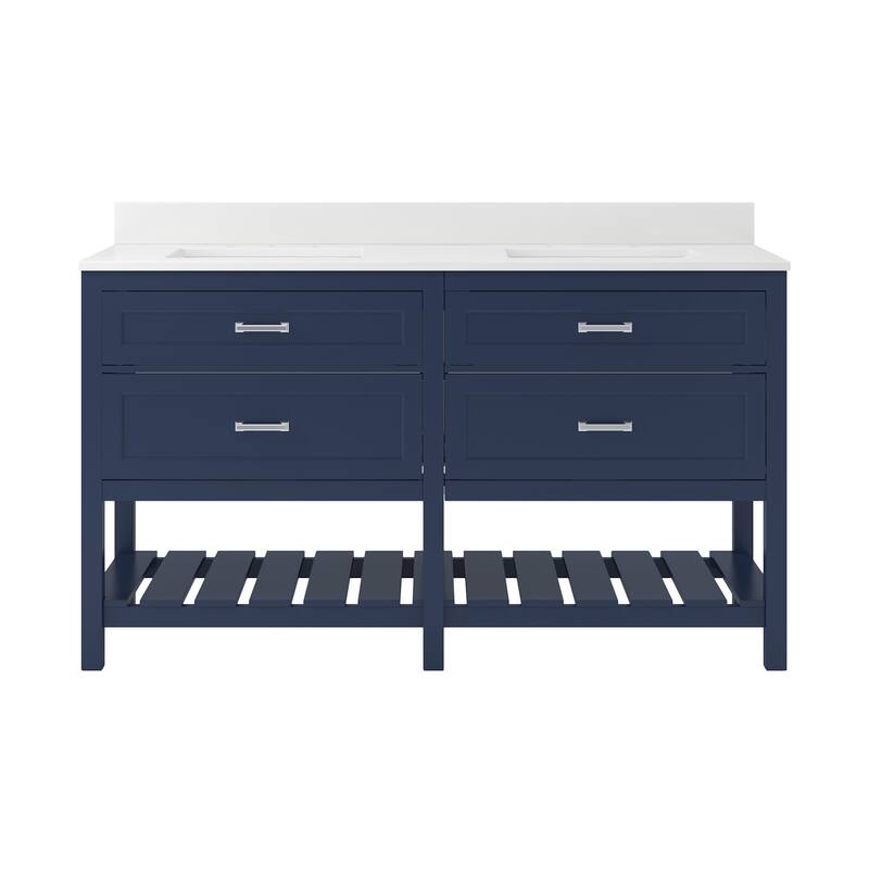 CRAFT + MAIN LSVT6122D-QSWZ Lawson 60" Free Standing Double Basin - Aegean Blue