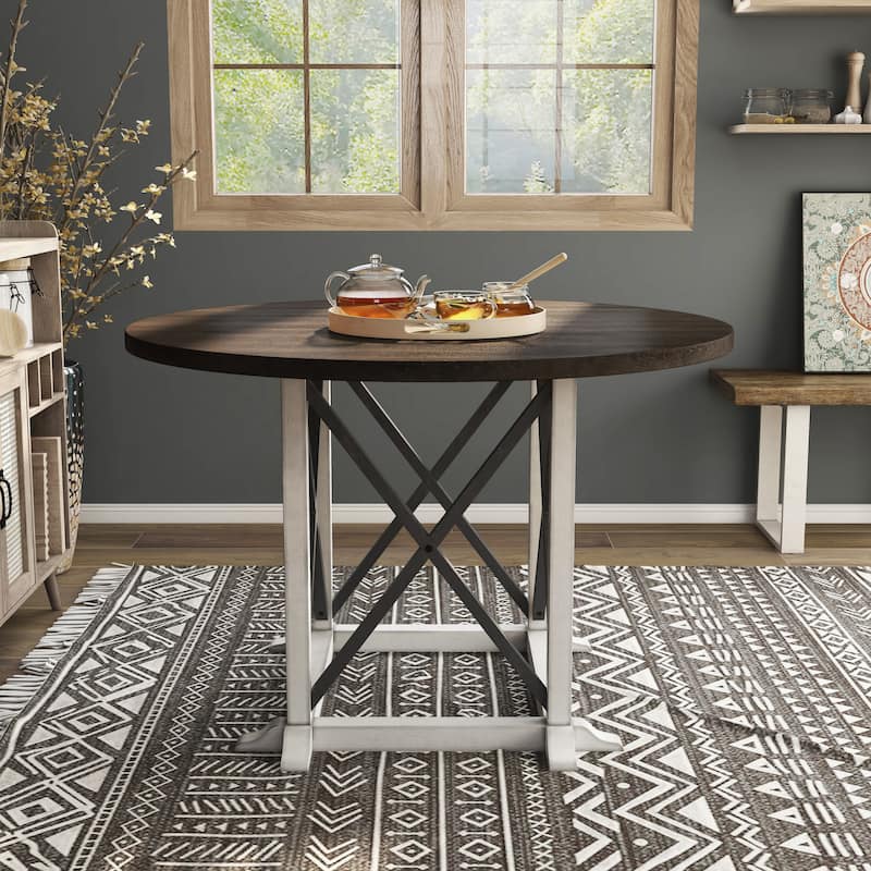 McFarlane Farmhouse Dark Walnut 47-inch Dining Table by Furniture of America - Dark Walnut