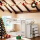 preview thumbnail 2 of 16, Muti-Functional Bunk Bed, Twin over Twin Bunk Bed with 4 Drawers and 3 Shelves
