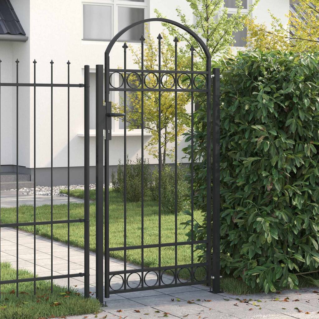 vidaXL Fence Post with Lock Grey 200 x 88 x 14 cm Steel - 78.74 x 34.65 x 5.51 in