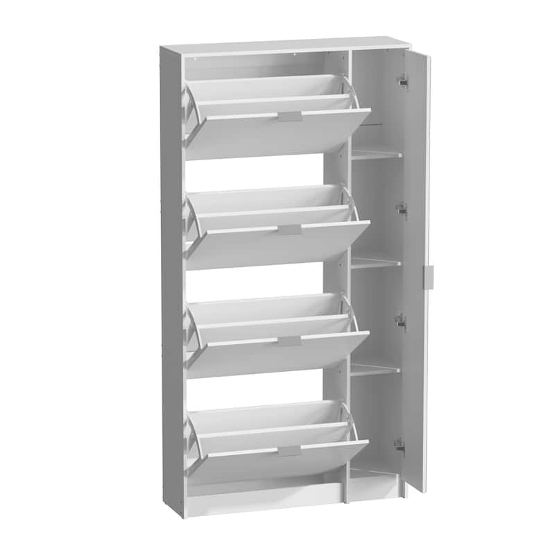 Shoe Cabinet Vertical Shoe Rack with Attached Mirror Compact Design - 31.5"X61.2"