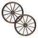 preview thumbnail 1 of 3, Heritage Rustic Wagon Wheel Trellis Wooden Wall Decor Set of 2 Brown