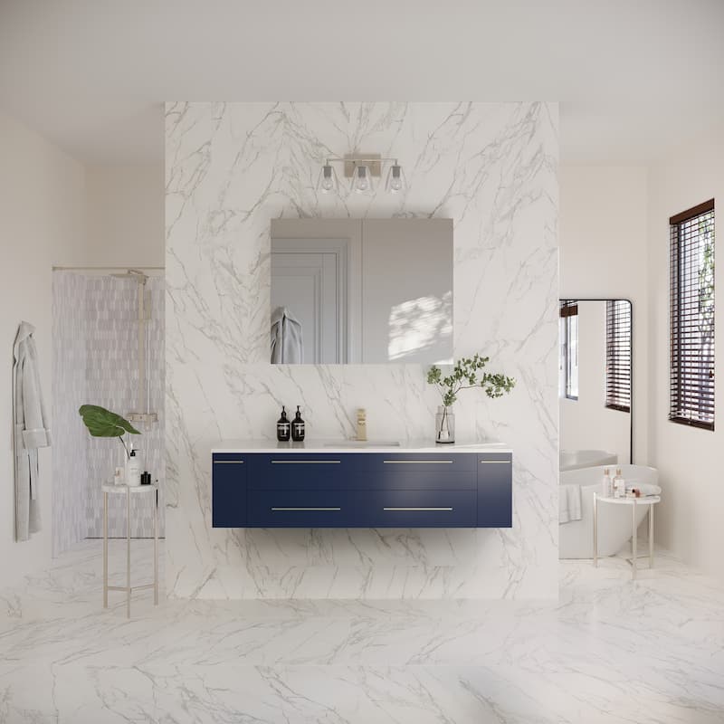 Fresca Lucera 60" Wall Mounted Single Basin Vanity Set with Cabinet,