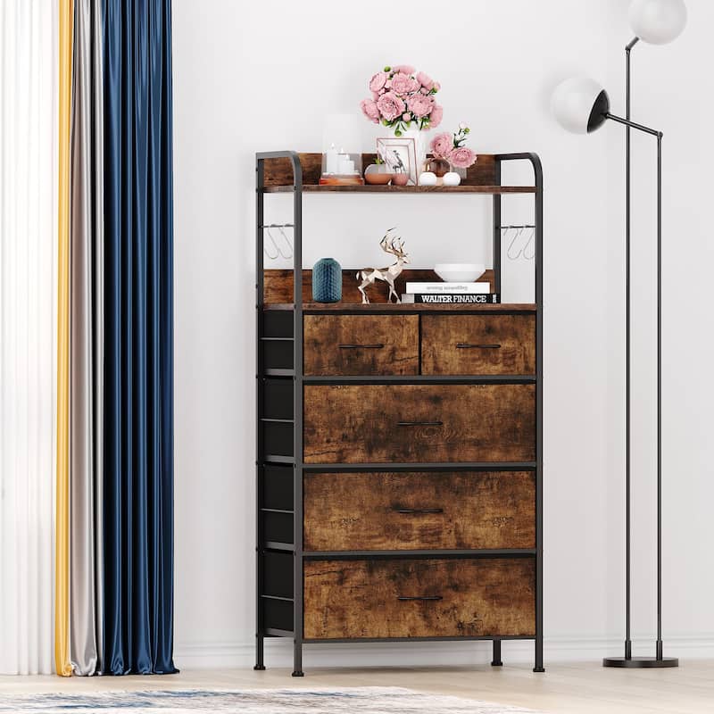 5 Dresser Drawers for Bedroom with Shelves