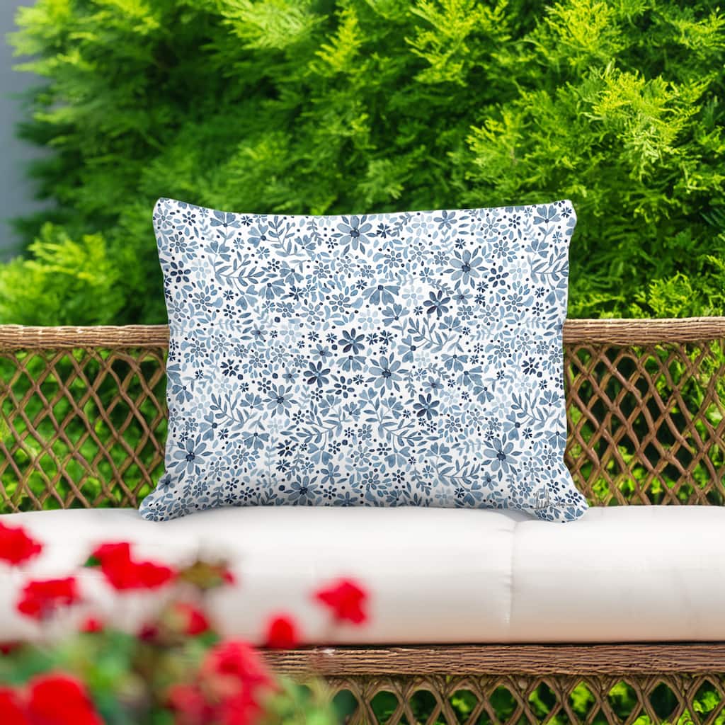 Magnolia Casual Outdoor Pillow Indigo Flourish 19x24