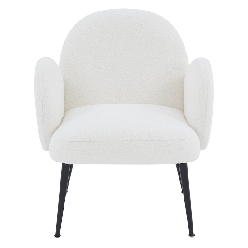 SAFAVIEH Couture Hinnerike Boucle Accent Chair - 27 In W x 32 In D x 31 In H - 27Wx32Dx31H - Ivory/Black