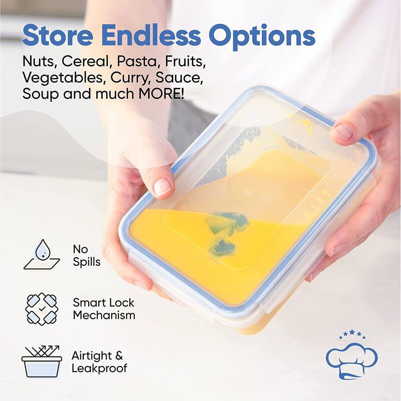 32 Piece Food Storage Containers Set with 16 Blue Easy Snap Lids +16 Airtight Food Containers With Lids