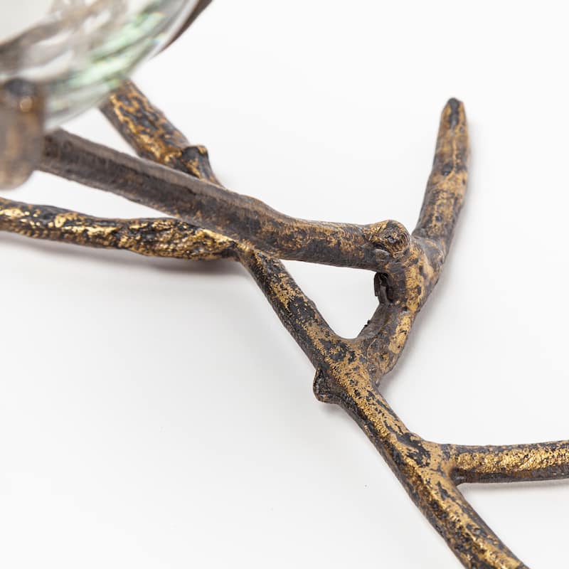 Vine I Distressed Silver Metal Creeper Five Candle Table Candle Holder