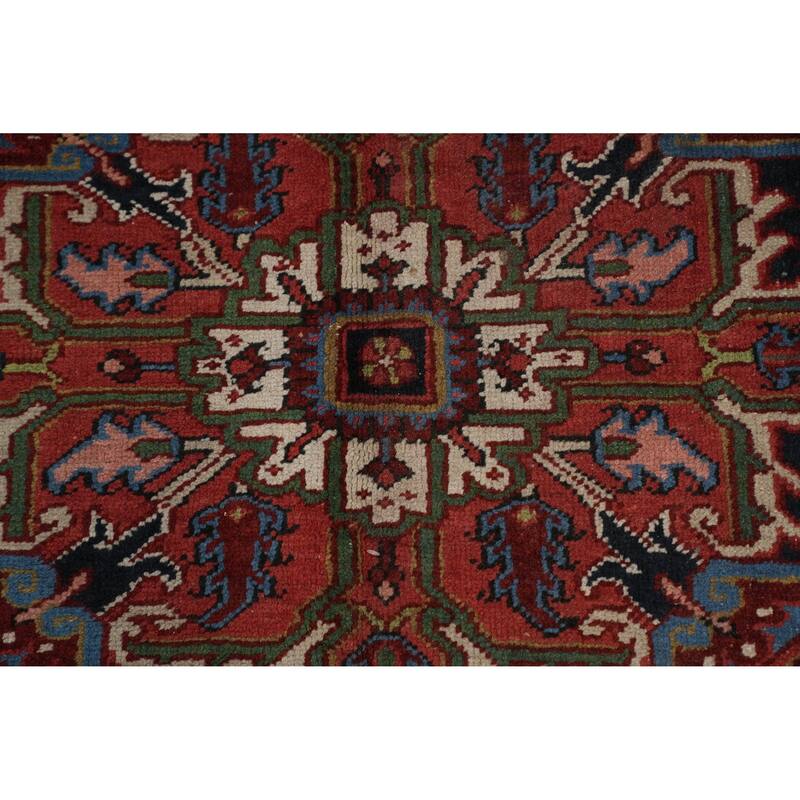 Hand Knotted Oriental 100% Wool Carpet Traditional Medallion Red Heriz Area Rug - 11' 8'' X 8' 6''