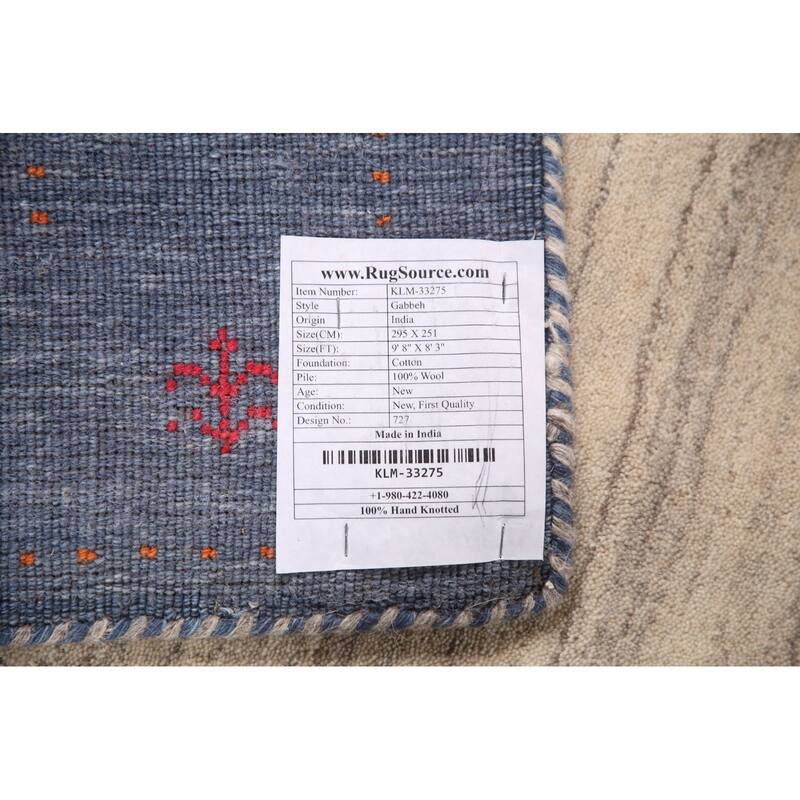 Gabbeh Indian Area Rug Hand-Knotted Wool Carpet - 8'3" x 9'8"
