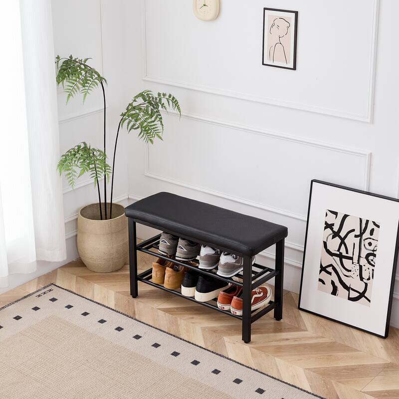 Shoe Bench, Storage Bench, Entryway Bench with Cushion, Shoe Shelf with Seat, Space-Saving, Modern Style, for Living Room