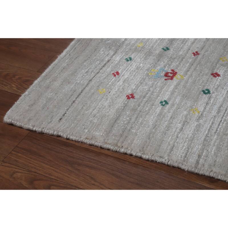 Hand Knotted Oriental 100% Wool Carpet Tribal Animal Pictorial Beige & Ivories Gabbeh Area Rug - 9' 11'' X 7' 9''