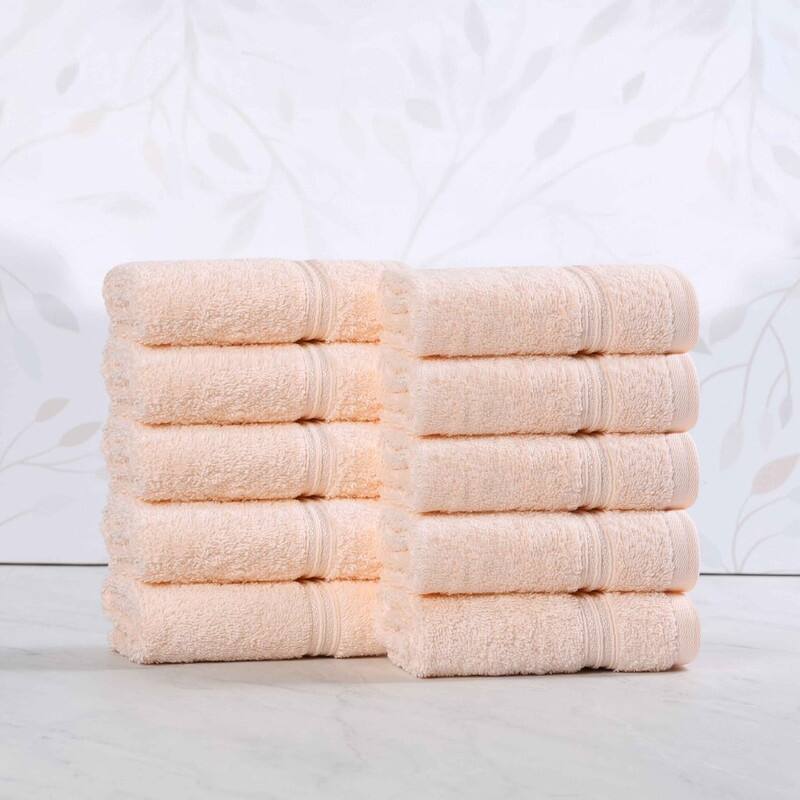 Superior Heritage Egyptian Cotton Absorbent Face Towel Set of 10 - Peach