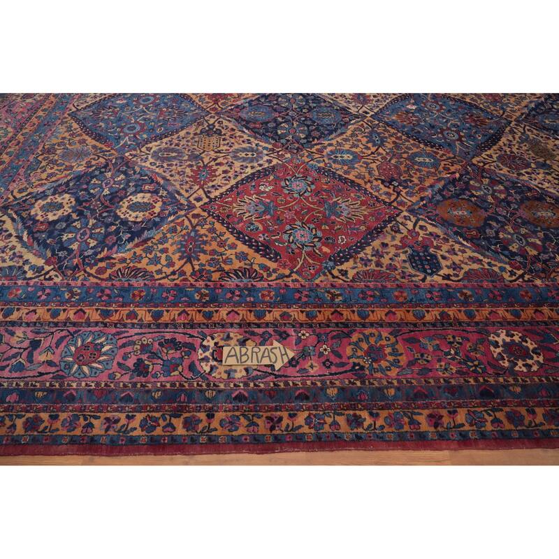 Hand Knotted Oriental 100% Kork Wool Carpet Traditional All-Over Oranges & Rust Kerman Area Rug - 18' 2'' X 11' 9''