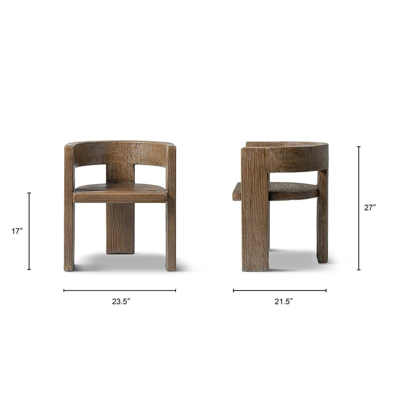 Jennifer Taylor Home Soren Solid Reclaimed Elm Sculptural Accent Curved Dining Chair