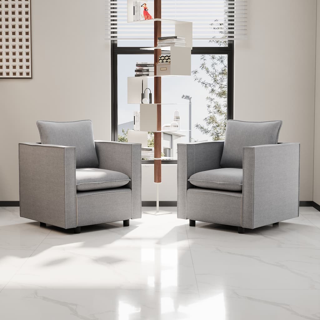 Grey Linen Decorative Single Sofa Chair with Soft Cushion