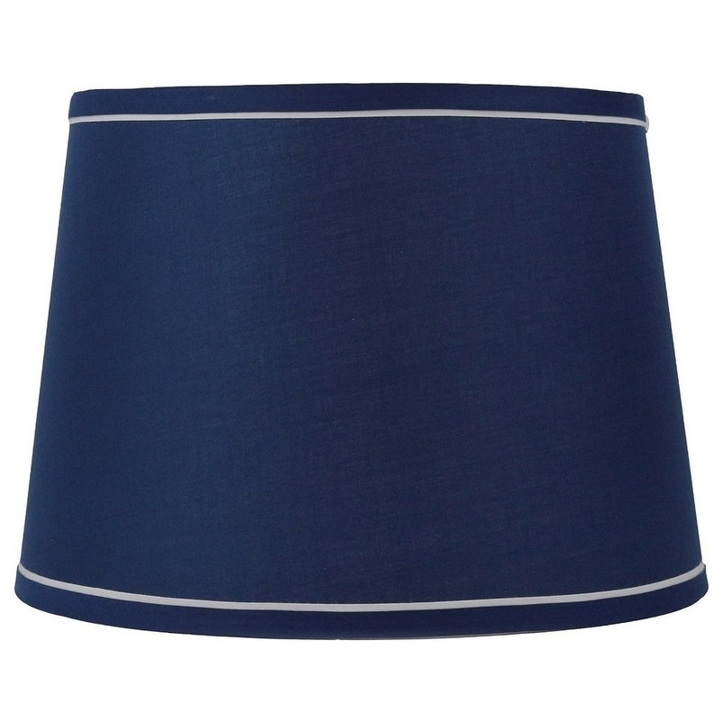 French Drum With White Trim Lampshade, 10" Top, 12" Bottom, 8.5" Slant