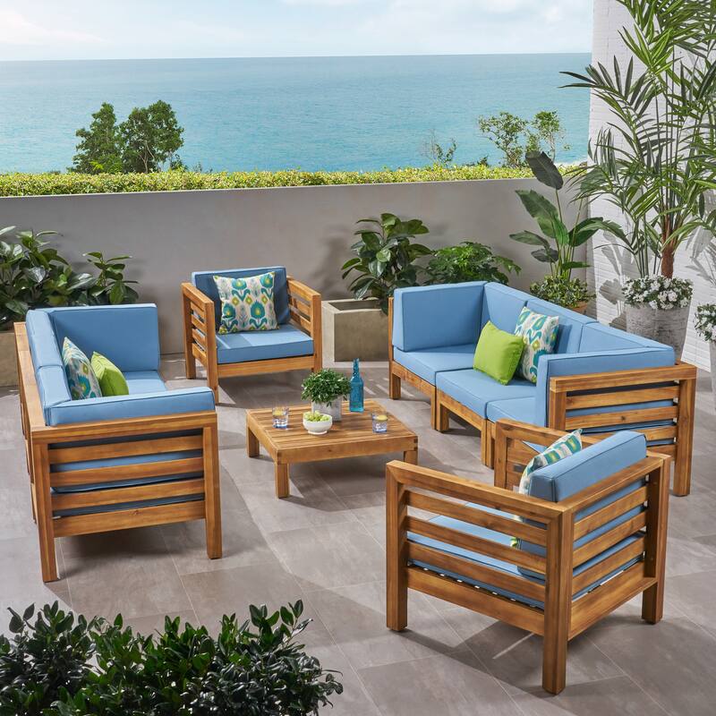 Oana Outdoor 8-seat Acacia Sofa and Club Chair Set by Christopher Knight Home