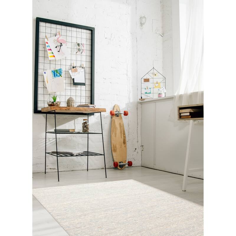 ECARPETGALLERY Braid weave Sienna Light Blue Wool Rug - 5'1 x 8'1