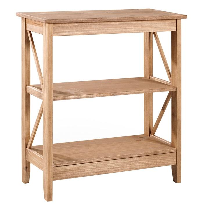 Wood Shelf Unit 3 Tier Corona Collection | Furniture Dash - Antique brown color stain.