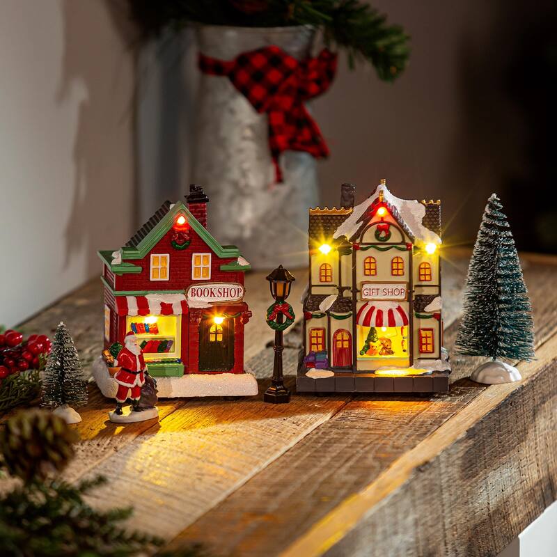 LED Christmas House Table Decor Set