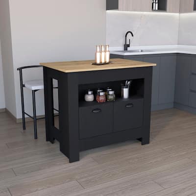 Floyd Kitchen Island 35" H, whit 2 doors, 3 shelves