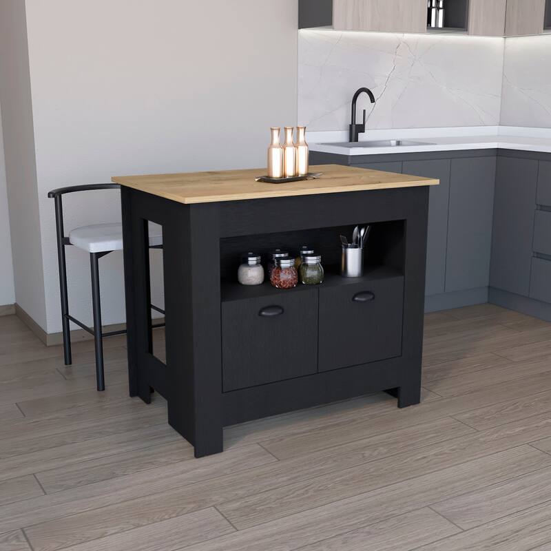 Floyd Kitchen Island 35" H , whit 2 doors, 3 shelves