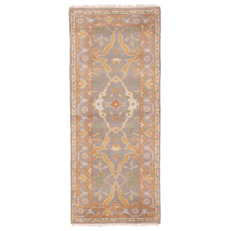 ECARPETGALLERY Hand-knotted Royal Oushak Grey Wool Rug - 2'5 x 5'10