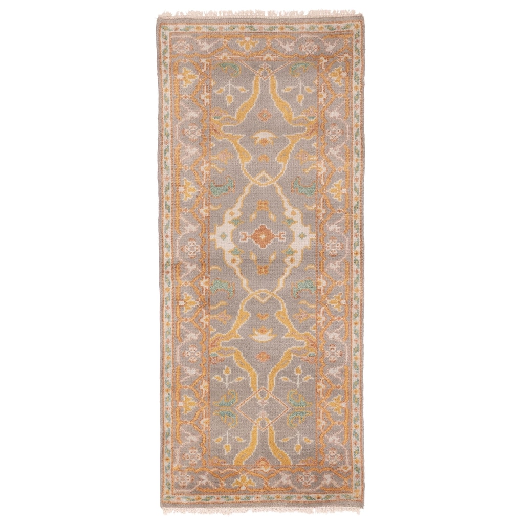 ECARPETGALLERY Hand-knotted Royal Oushak Grey Wool Rug - 2'5 x 5'10