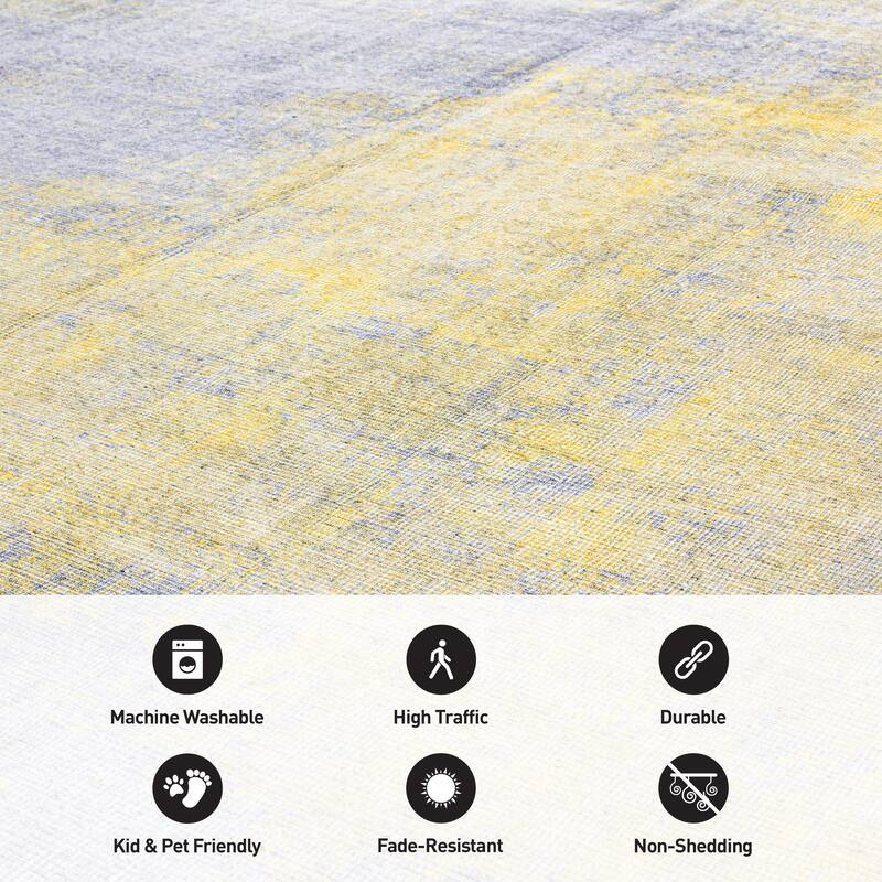 Contemporary Abstract Machine Washable Area Rug