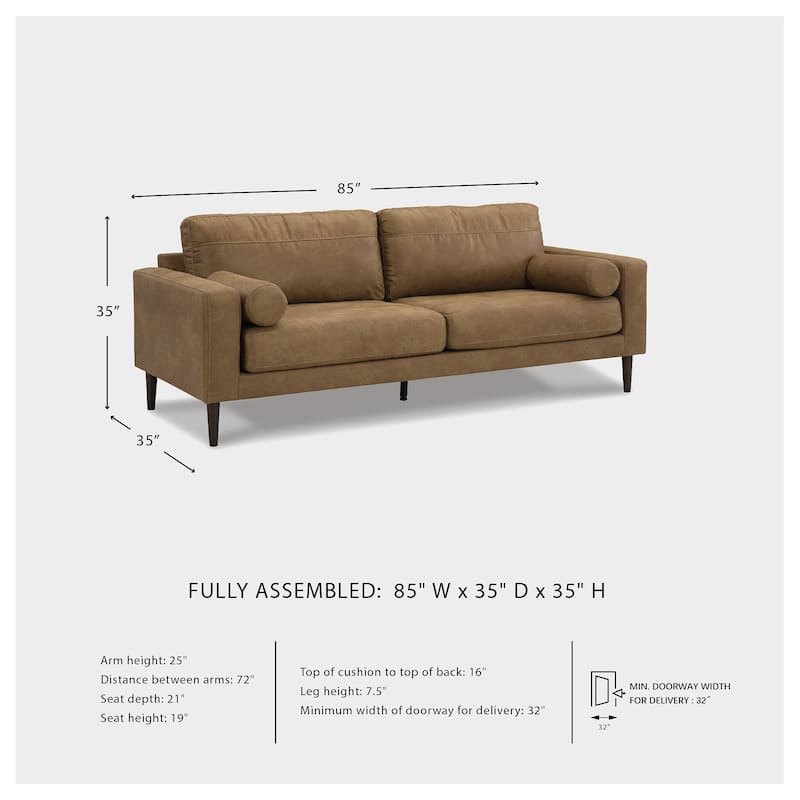 Signature Design by Ashley Telora Caramel Sofa - 85"W x 35"D x 35"H