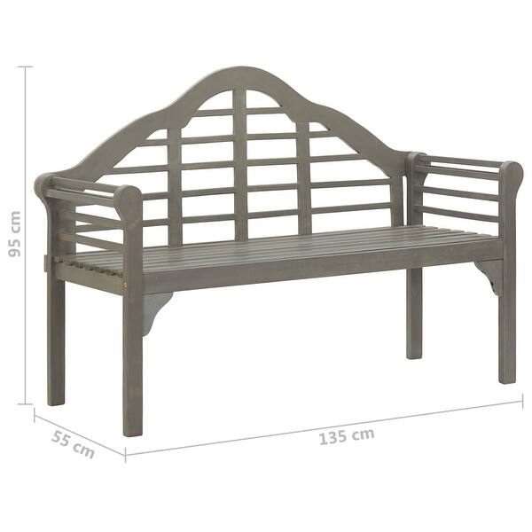 dimension image slide 6 of 8, vidaXL Patio Queen Bench with Cushion 53.1" Solid Acacia Wood - 53.2" x 21.7" x 37.4"