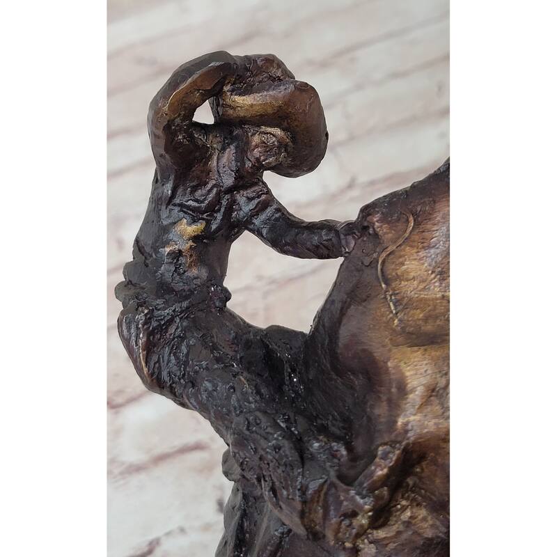 RattleImitative snake Frederic Remington Bronze On Marble Desktop Statue Sculpture 9 Inches X 8 Inches